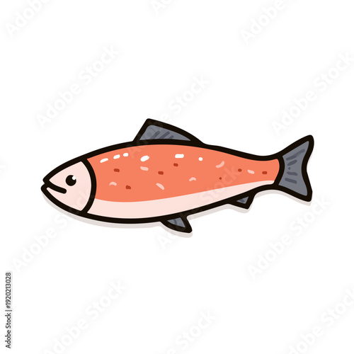Baked Salmon, modern 2D flat vector illustration in icon style, isolated on pure white background.