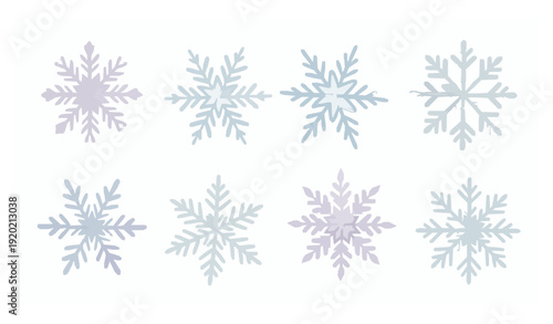 Nordic pastel watercolor snowflake collection isolated on white background