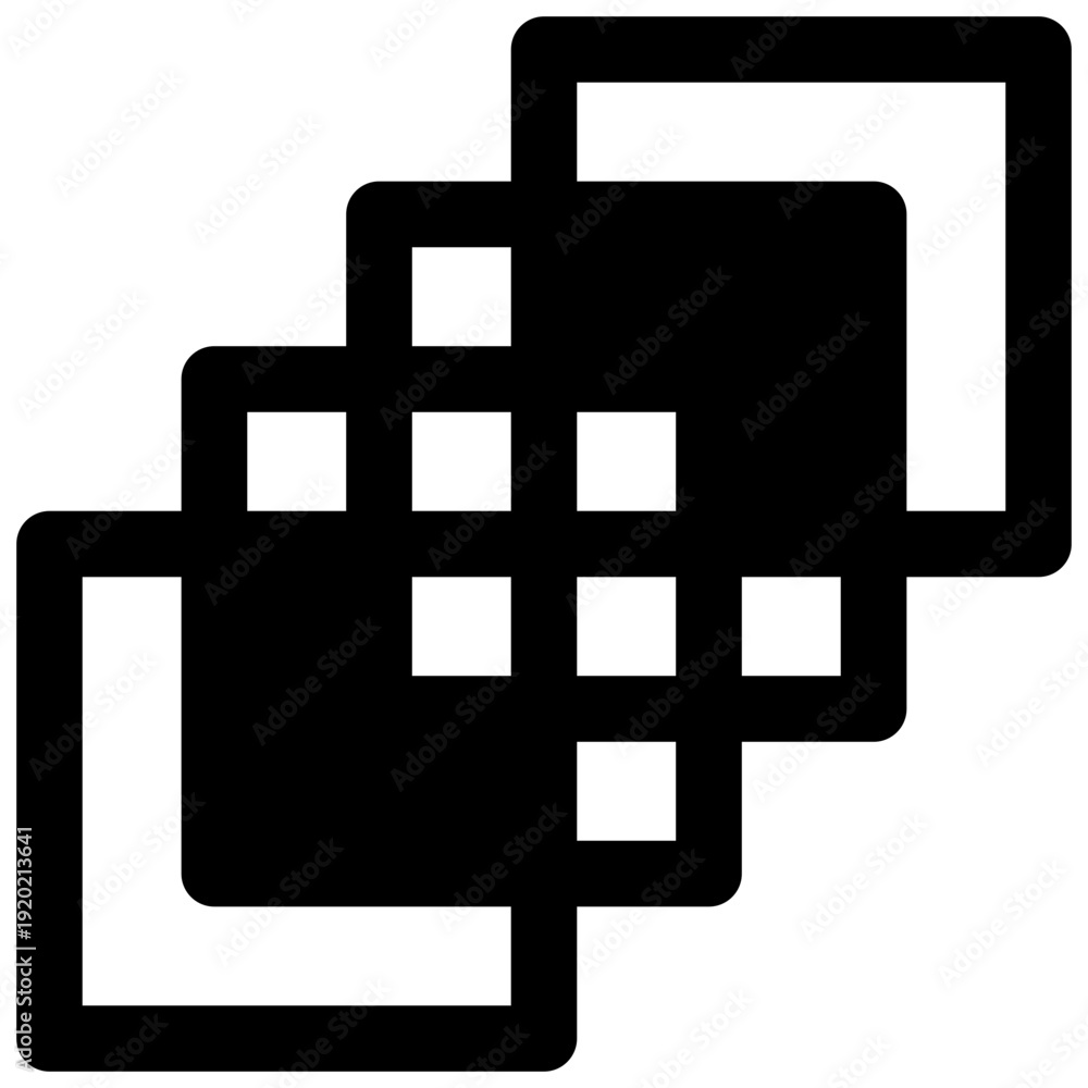 Obraz premium Layers. Outlined stroke vector icon with black-filled details.