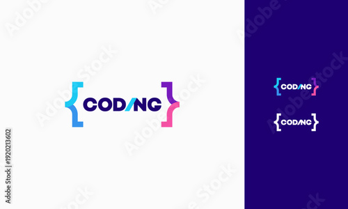 Coding logo designs template, Modern code logo for programmer