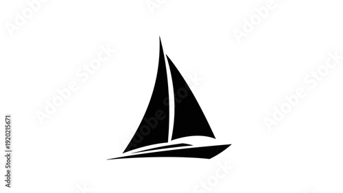 Sailing Boat Silhouette Isolated on White Background Illustration.