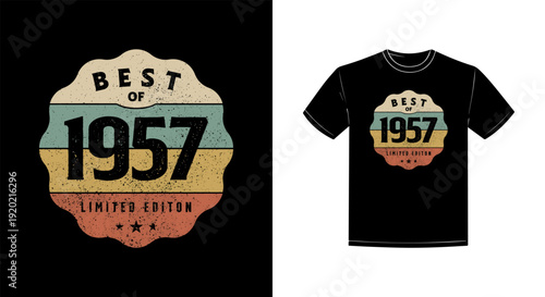 Best of 1957 Vintage Badge Typography T Shirt Vector
