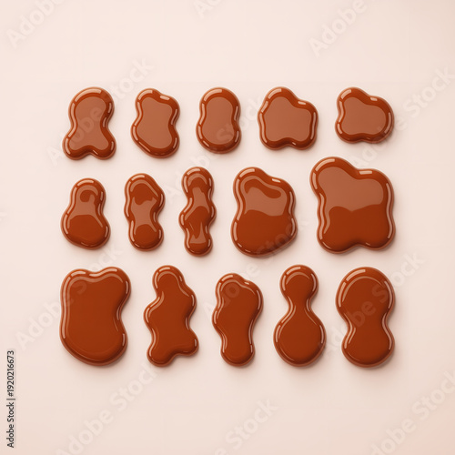 Wallpaper Mural Liquid Dark Chocolate Glossy Puddles Smooth Melted Cocoa Drops Collection Gourmet Sweet Sauce Culinary Food Design Art Torontodigital.ca