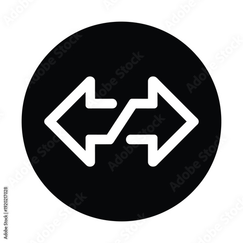 Vector icon of two arrows facing opposite directions in a black circle