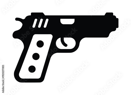 Vector silhouette of a handgun with detailed design elements