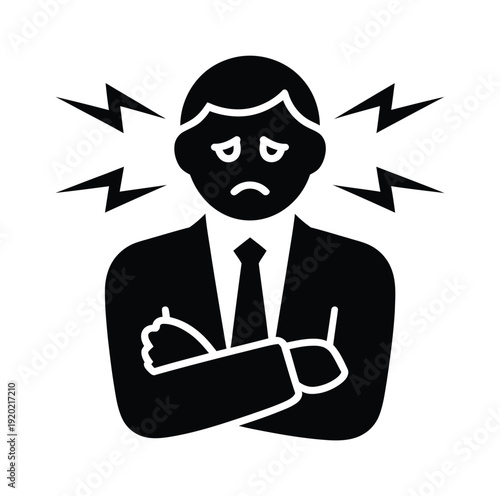 Vector of a frustrated man with crossed arms