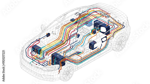 Detailed vehicle autocad blueprint illustrating complex system designs and technical drawings for automotive engineering purposes