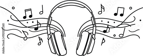 Creative Music Studio Icon with Wireless Headphones and Vibrant Sound Waves. International Jazz day