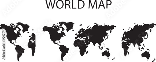 Set globe icon, world map in flat style, vector