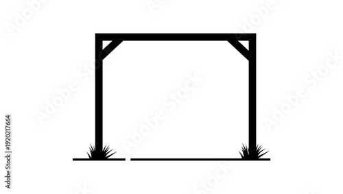 wooden gates, black isolated silhouette