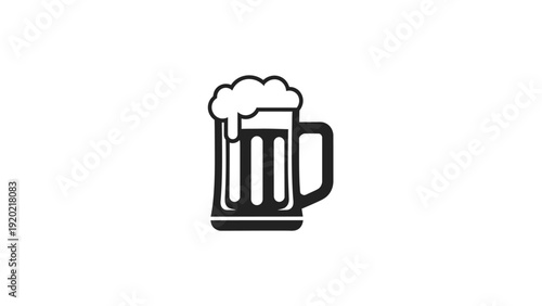 Stylized Beer Mug Icon with Frothy Head on White Background.