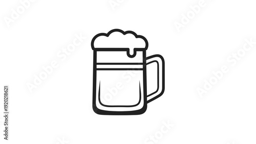 Stylized Beer Mug Illustration with Frothy Head on White.