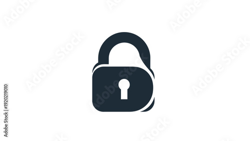 Simple Black Padlock Icon Isolated on White Background.