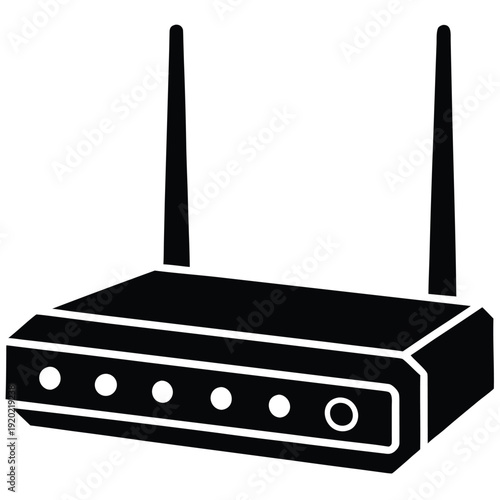 Set of four wireless router icons in different artistic styles including hand-drawn sketch, simple line art, solid glyph, and flat color for representing internet connectivity