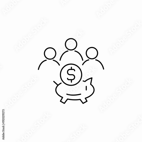 group savings fund icon sign vector