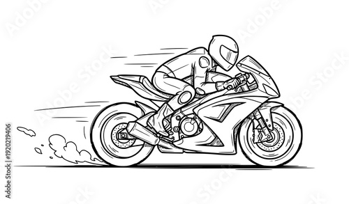 Speed racing motorcycle doodle sketch vector icon