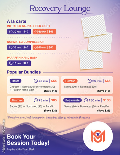 Recovery Lounge Menu Design