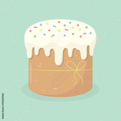 Easter cake with icing. Easter holiday elements. Happy Easter vector illustration.