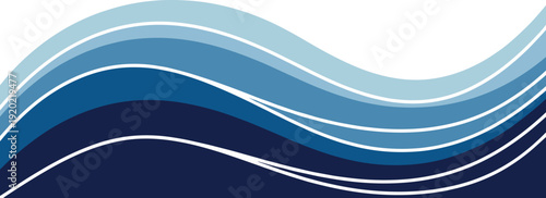 Layered Blue Ocean Waves Abstract Flowing Water Background Modern Minimal Vector Illustration