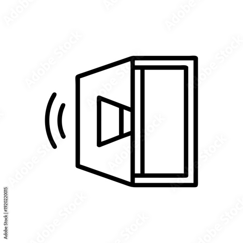 Abstract vector illustration of a blank mirror frame and black and white technology icon on an empty billboard screen for business advertising display