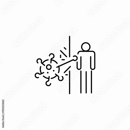 virus hitting person icon sign vector