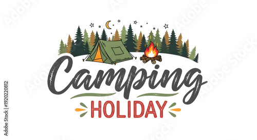 Wallpaper Mural Outdoor camping typography in modern flat vector style. Torontodigital.ca