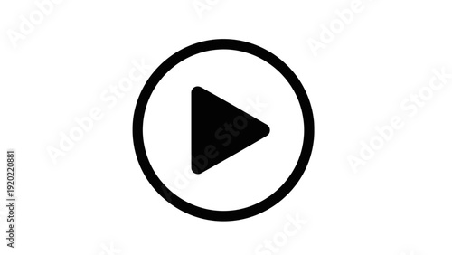Simple Black Play Button Icon on White Background.