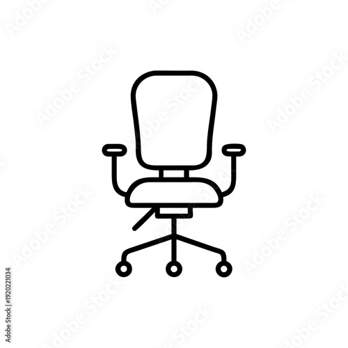 An ergonomic black leather office chair with a contemporary design and wheels is isolated on a white background, representing a comfortable and empty seat for professional business work