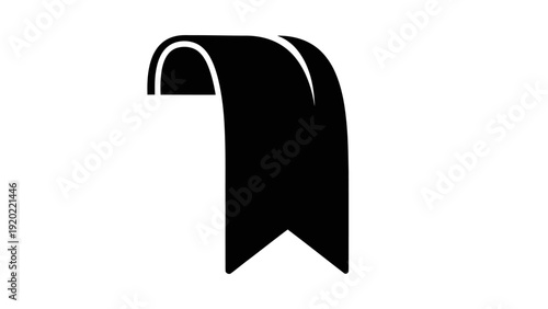 Simple Black Ribbon Bookmark Icon Isolated on White Background.