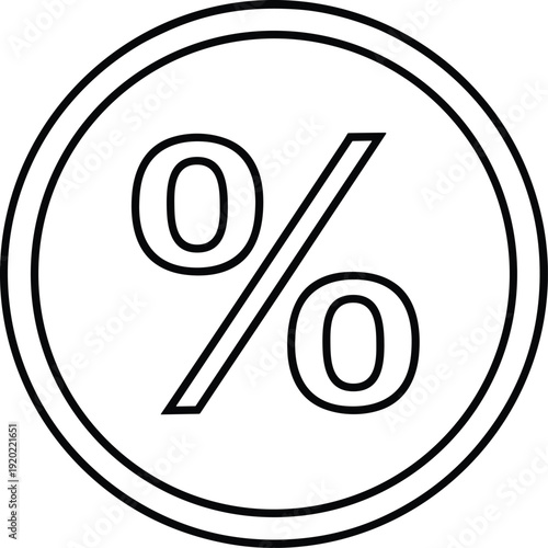 Modern percentage symbol in circle for business and finance