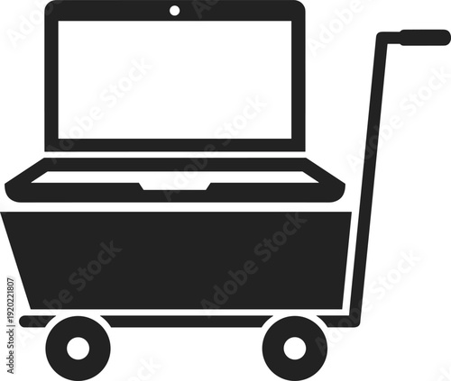 Modern wheeled cooler with open lid on white background
