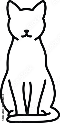 A simple black and white line drawing of a cat sitting upright on a plain background.