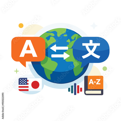 Global language translation with smartphone and flags