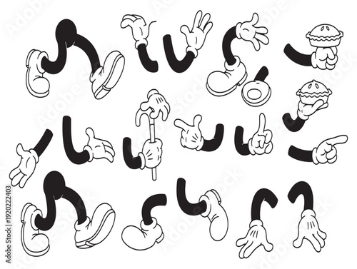Collection of various cartoon hands and fingers making gestures
