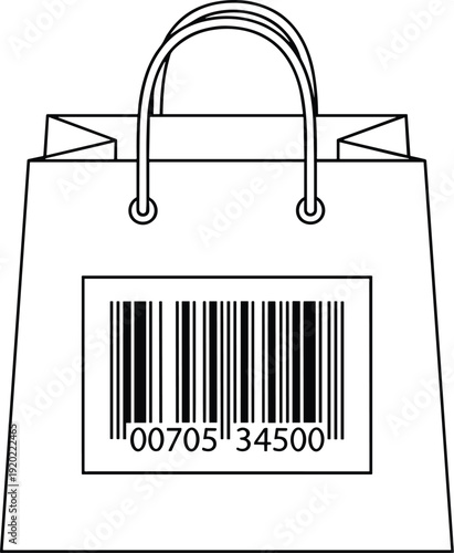 Shopping bag with barcode for retail or inventory management