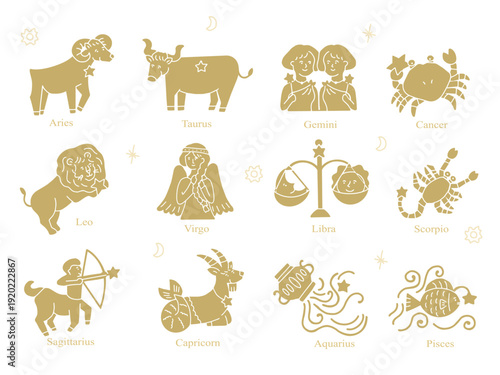 シンプルな12星座イラスト