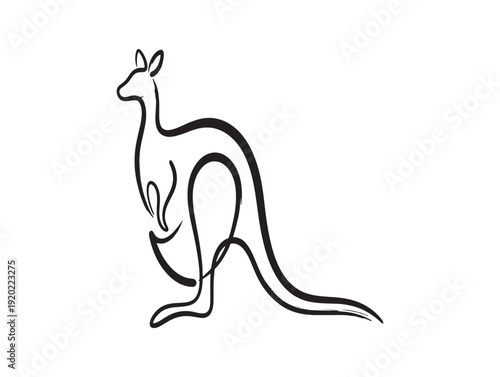 A simple line drawing of a kangaroo standing on its hind legs