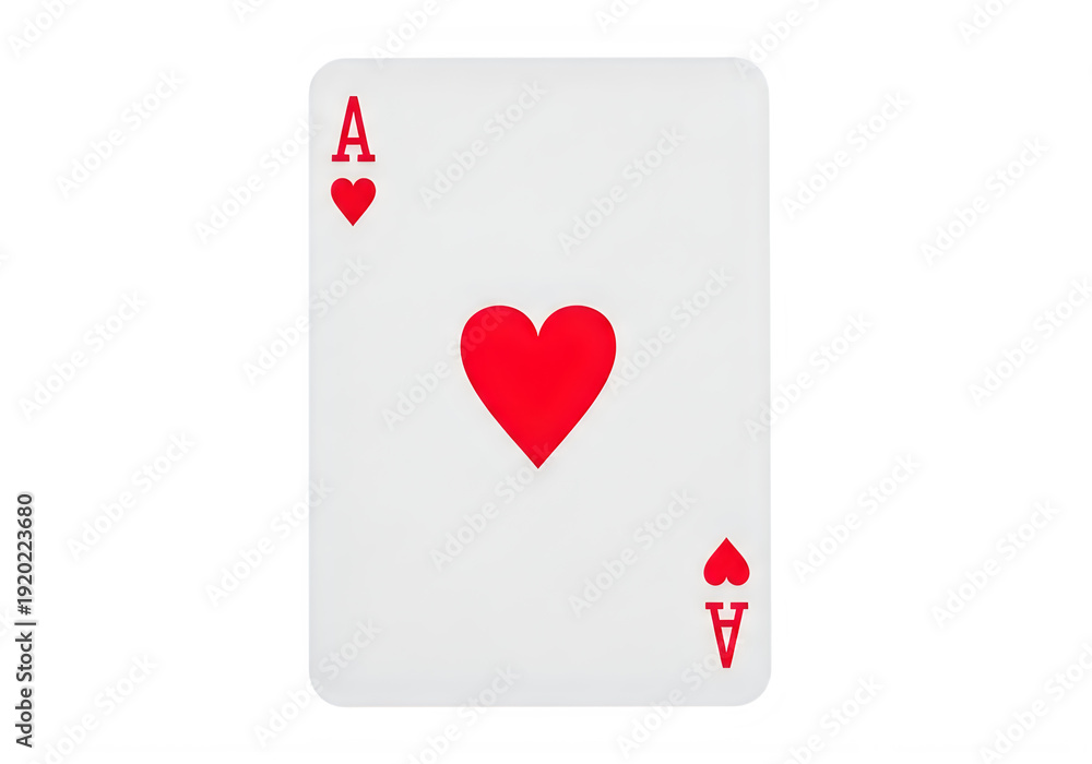 Fototapeta premium A close-up of a playing card with an ace of hearts isolated on transparent background
