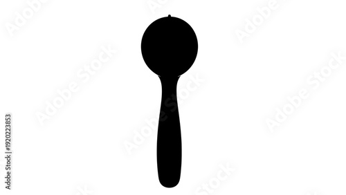 Simple black silhouette of a spoon on a white background.