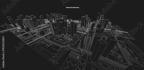3d wireframe of building. sketch design.Vector