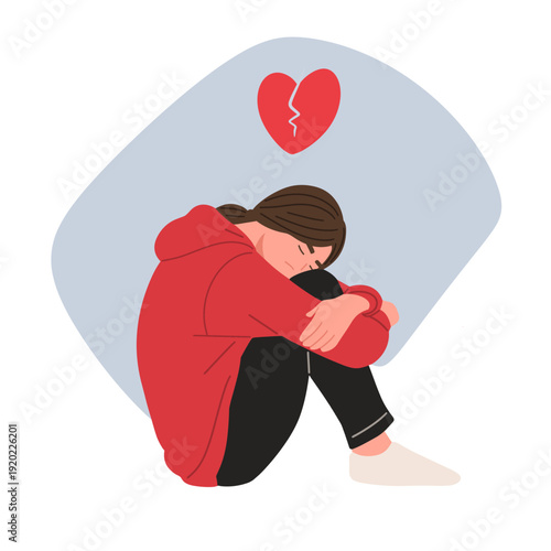 Flat vector representing depression, anxiety, stress, and emotional struggles. Suitable for mental health campaigns, psychology articles, therapy websites, counseling services, presentation 