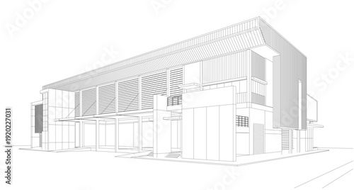 3d wireframe of building. sketch design.Vector