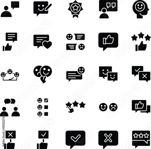 Feedback Glyph Vector Icons Pack	