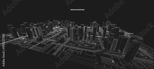 3d wireframe of building. sketch design.Vector