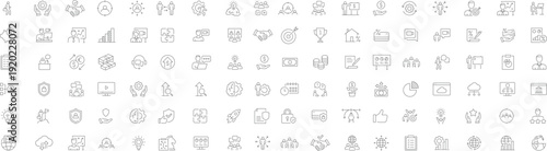 Business icons Set. Business and Finance web icons in line style, Set business, banking and finance icons set glyph blue. Editables stroke. Vector illustration