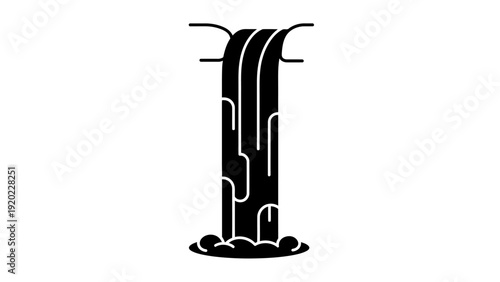 Stylized Waterfall Icon with Cascading Water Illustration.