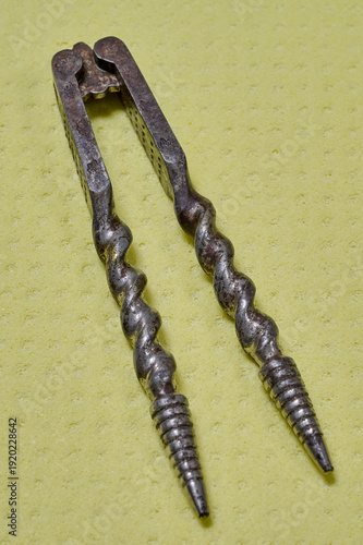  old-fashioned nutcracker on a yellow background