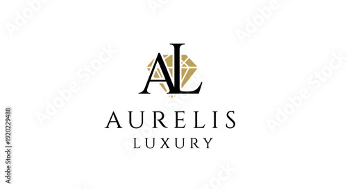 Aurelis Luxury Monogram Logo with Diamond Icon and Elegant Typography on Isolated White Background