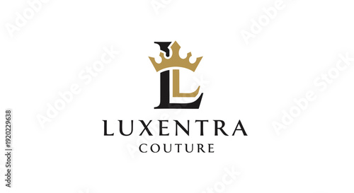 Luxurious Golden Crowned L Initial Logo for Couture Fashion Brand on Isolated White Background