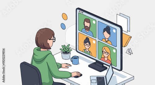 Woman participating in a virtual meeting on her computer.